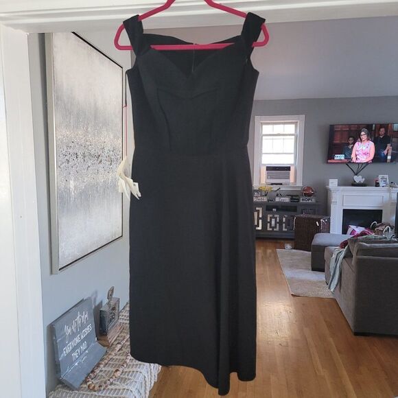 Alexander McQueen Women's Black Wool Crepe Midi Dress Size 42 - Picture 8 of 16